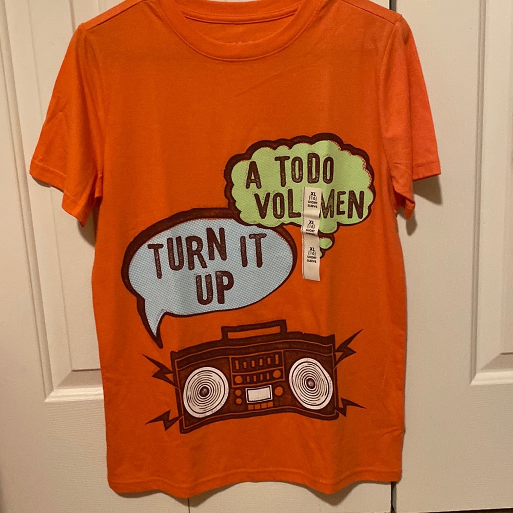 Boys’ Shirt 16 (XL) Orange Cat and Jack